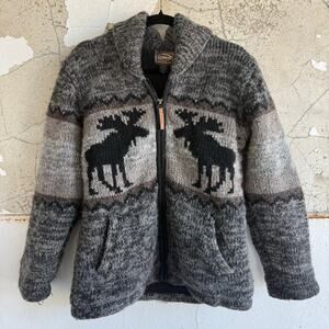 Kyber Outerwear Sweater Moose Jacket 100% Wool Warm Fleece Lined Full Zip Mens S